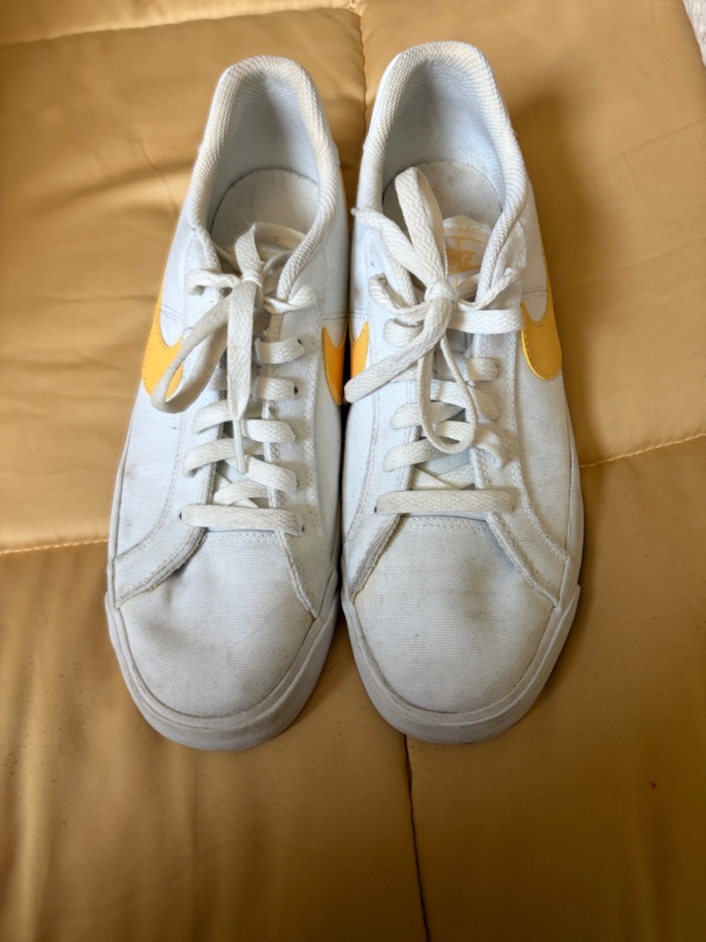 Nike White Canvas Sneakers with Yellow Swoosh Accent - Picture 3 of 7